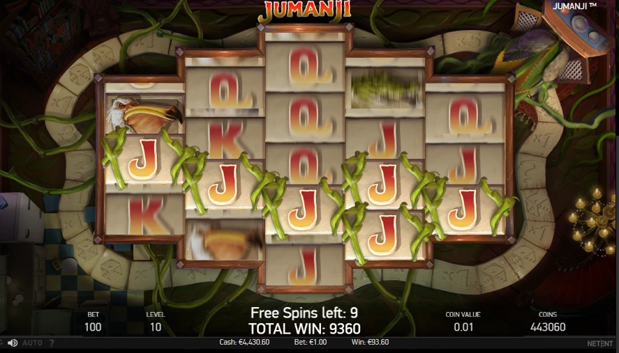 Jumanji board game feature showing the dice and token selection
